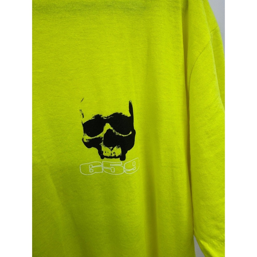 G59 T-Shirt Mens Large Neon Yellow 100% Cotton Skull Graphic Short Sleeve NWOT‎ - Picture 6 of 13